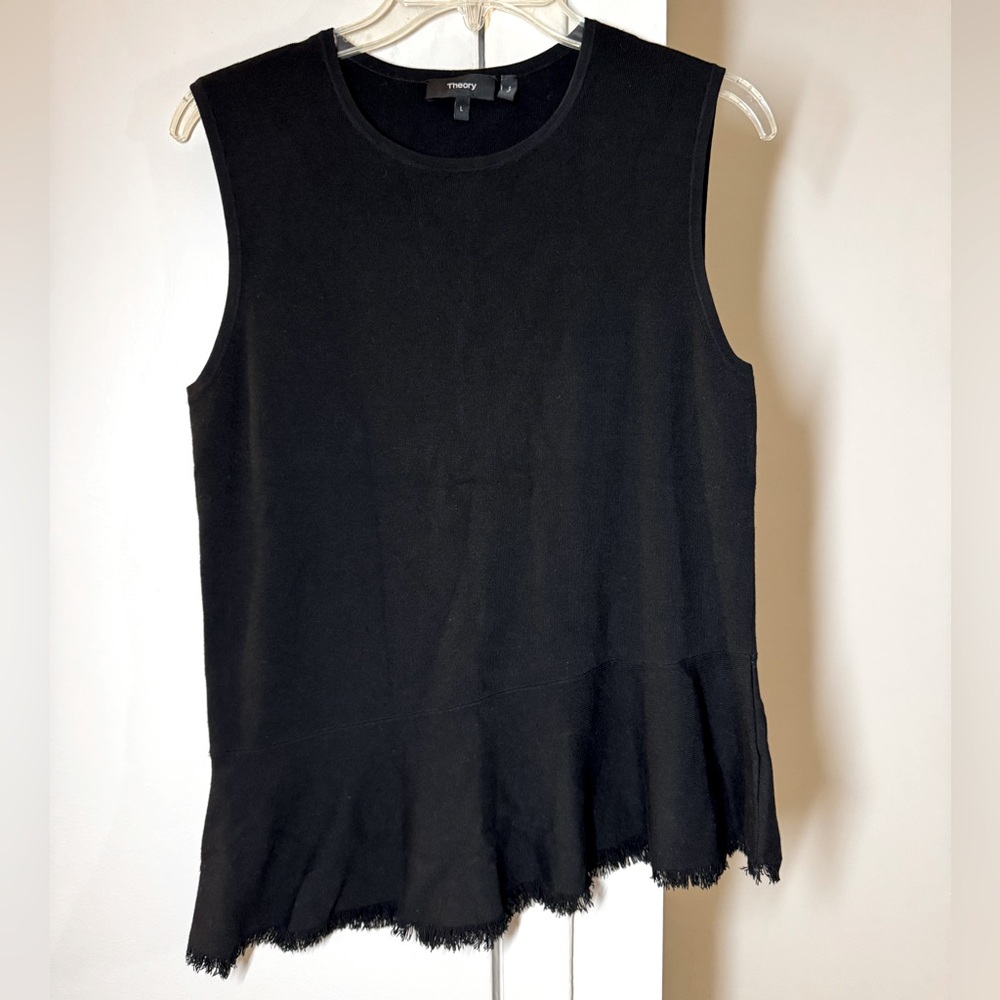 Theory Woman Black Crew Neck Knit Tank Top